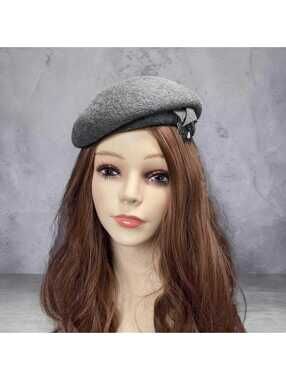 Henry Pollak Charcoal Felted Wool Brooch Accent 1940’s Mid Century Beret Hat